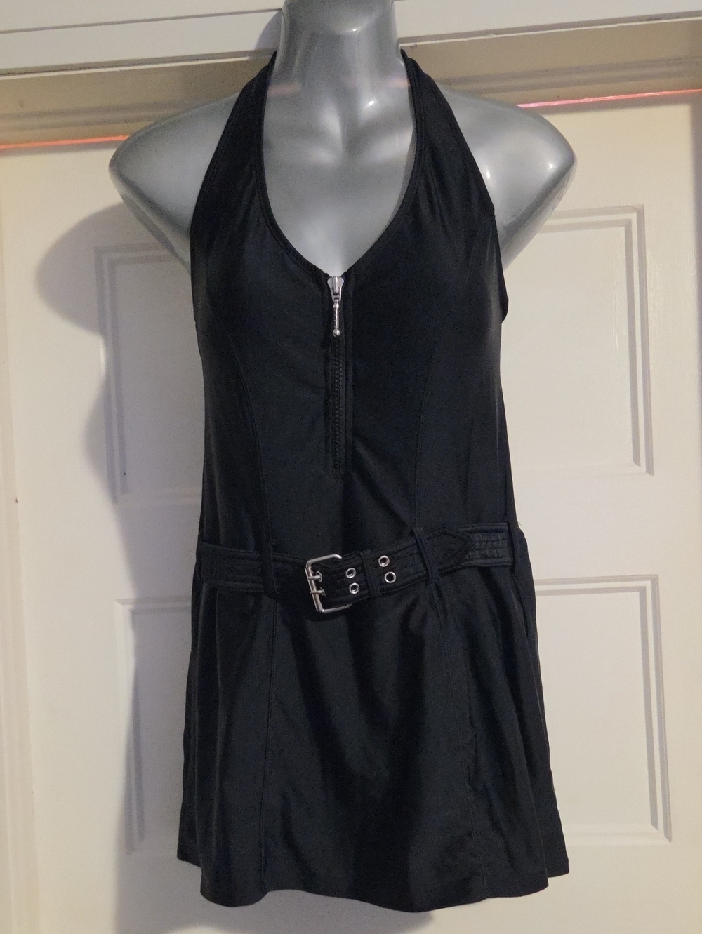 VENUS Black Halter Zip-Belt Bathing Suit